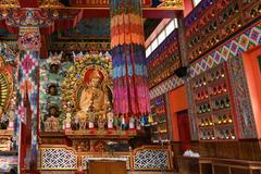 Interiors of the Prayer hall in the Enchey Monastery, East Sikkim