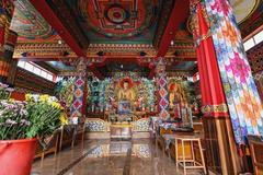 Interiors of the Prayer hall at Enchey Monastery