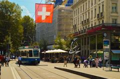 Bahnhofstrasse Zurich in summer with people walking