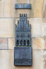 Information board for the historic town hall at Michaelisplatz in Münster, Germany