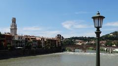 panoramic view of Verona, Italy including historic buildings and the Adige River