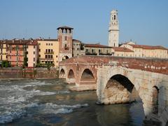 Ponte Pietra in Verona at dusk