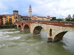 Ponte Pietra bridge with panoramic view