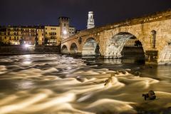 Ponte Pietra in Verona at sunset