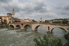 Roman bridge Ponte Pietra in Verona, Italy