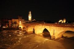 Ponte Pietra in Verona at night