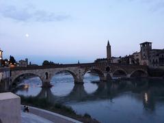 Ponte Pietra in Verona at sunset