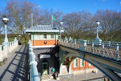 two footbridges and tidal barrier at Richmond Lock