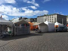 Helsinki cityscape with waterfront and boats in 2018