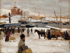 Albert Edelfelt's Winter Day at the Market Square, study