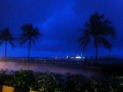 Haji Ali mosque at sunset during monsoon in Mumbai