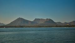 Fateh Sagar Lake with Sajjangarh Palace in Udaipur, Rajasthan