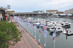 Darling Harbour in Sydney with cityscape and waterfront