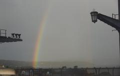 Rainbow seen from train on Harbour Bridge, Sydney