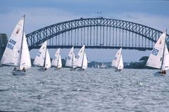 Sailing race at Sydney Harbour during the 2000 Sydney Paralympic Games with Sydney Harbour Bridge in the background