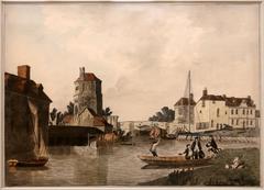 Folly Bridge and Bacon's Tower in Oxford in 1787 by JMW Turner