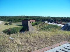 Fort Clinch brick fort structure with blue sky background