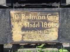 Plaque on the back end of a 10-inch Rodman gun