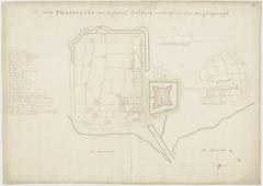 Historical map of Palliacatta city with fort Geldria and Coepangh village