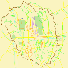 Map of Cheonggyecheon with Seoul City Wall