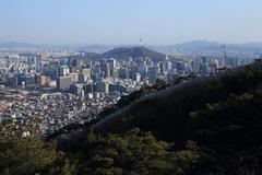 Downtown Seoul and Seoul City Wall from Inwangsan