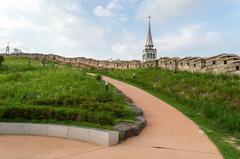 Heunginjimun Park with Fortress Wall of Seoul and Donging Presbyterian Church tower