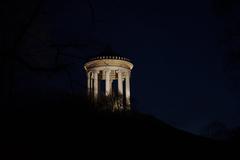 Monopteros in the English Garden after sunset in Munich