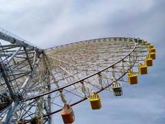 upward view of Tempozan Giant Ferris Wheel next to Osaka Kaiyukan