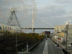 Panoramic view of Tenpozan Ferris Wheel and surrounding area