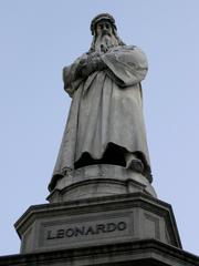 Monument to Leonardo da Vinci in Milan's Piazza della Scala