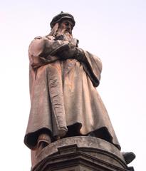 Statue of Leonardo da Vinci in Piazza della Scala in Milan