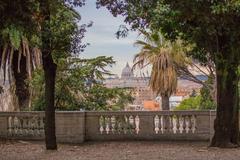 Pincio Hill in Rome with lush greenery and a historical ambiance