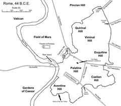 Map of the city of Rome in 44 B.C.E.