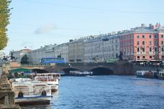 Anichkov Bridge and Fontanka River in Saint Petersburg