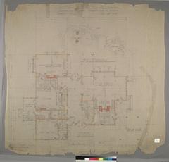 First floor plan of residence for D. B. Gamble created in 1907 by Greene & Greene