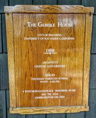 Information plaque at the Gamble House in Pasadena, California