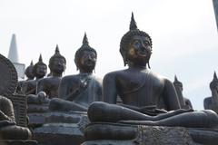 Rows of seated Buddha statues