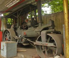 Steamroller by Aveling and Porter from early 20th century on display