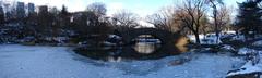 Panoramic view of Central Park's pond