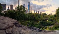 Gapstow Bridge at Central Park with Central Park Tower in the background