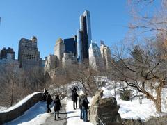 Central Park winter bridge scene