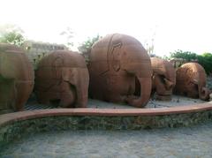 stone elephants at the Garden of Five Senses in New Delhi