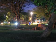 park lighting in The Garden of Five Senses New Delhi India