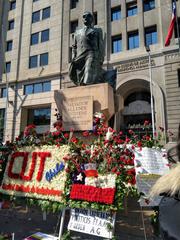 Statue of Salvador Allende in Plaza de la Constitución, Chile, on September 11, 2019