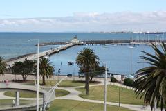 St Kilda Pier and Kiosk with Catani Gardens in foreground