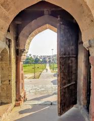 view of city from entrance of tomb complex