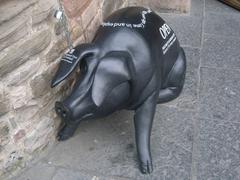 Black pig at entrance to Gladstone's Land, Lawnmarket