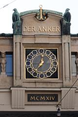 back view of Ankeruhr clock, 1914, in Vienna's Hoher Markt