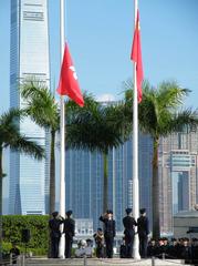 Flag ceremony at half-mast at Golden Bauhinia Square in mourning on 26th August 2010