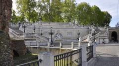 Pinciotrappen with the ruins of Rocca di Galliera at Montagnola Park in Bologna